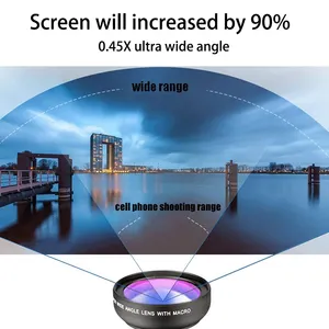 2023 अनुकूलन 0.45X फोन फोटोग्राफी के लिए मैक्रो लेंस अल्ट्रा वाइड कोण मोबाइल कैमरा फोन प्रेमी मोबाइल फोन और सामान