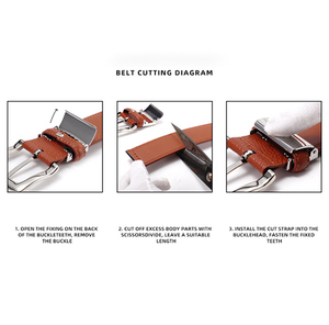 Cinturón de Cuero Genuino para <span class=keywords><strong>Hombre</strong></span>, Estilo Clásico Texturizado, Informal de Negocios, de <span class=keywords><strong>Piel</strong></span> de Vaca, con Hebilla de Una Sola Pieza, Ajustable a la Medida - Product Image 3