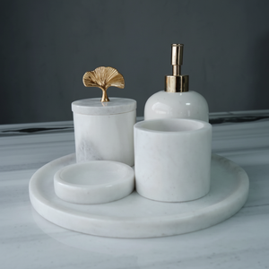 Organizador de baño de Arte de resina blanca brillante de alta calidad Accesorios de baño de calidad premium con precio competitivo para uso de jabón - Product Image 1