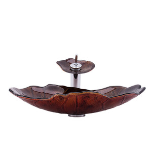 Nuevo diseño Oracle Bone Script Pattern Lavabos <span class=keywords><strong>de</strong></span> mano <span class=keywords><strong>de</strong></span> vidrio Fregaderos <span class=keywords><strong>de</strong></span> gabinete <span class=keywords><strong>de</strong></span> baño Fregadero moderno marrón Lavabo <span class=keywords><strong>de</strong></span> baño con grifo - Product Image 4