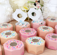 Boîte d'emballage à motif donuts pour bonbons de mariage, boîtes à friandises en gros pour boulangerie, boîte cadeau avec fenêtres transparentes
