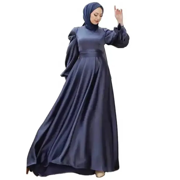 Nieuwste Abaya Ontwerpen Boetiekkleding Vrouwen Klassieke Formele Islamitische Avondjurk Vrouwen Satijn Abaya Moslim Avondjurken