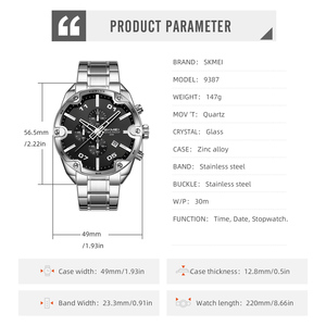 Montre à quartz pour homme sportive à cadran spiralé, trois aiguilles, six aiguilles, en acier inoxydable, nouvelle mode, haute qualité, personnalisée, étanche - Product Image 4