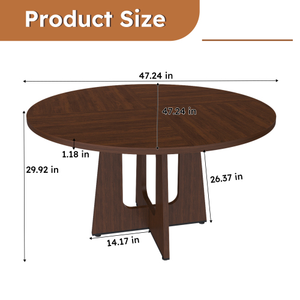 Mesa de Comedor Redonda para 4 Personas - Mesa de <span class=keywords><strong>Cocina</strong></span> Estilo Rústico de 47 Pulgadas, Mesa Circular de MDF con Acabado de Vetas de Madera, Capacidad de Peso de 300 lb - Product Image 2