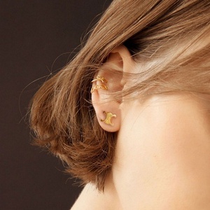 Boucles d'oreilles tendance anti-ternissement, plaquées or PVD 14k 18k, en acier inoxydable 316L, bijoux fins, boucles d'oreilles CC à la mode pour femmes - Product Image 3