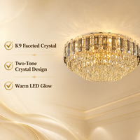 JYLIGHTING Lustre de plafond rond en cristal LED moderne et luxueux pour salon et hôtel, luminaires suspendus