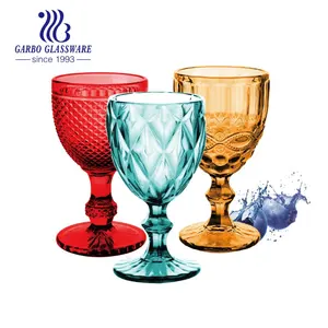 Verre à vin gravé avec tige et tige 2oz — 8oz, couleur unie, rouge, bleu clair, ambre, vert, rose, en stock, collection