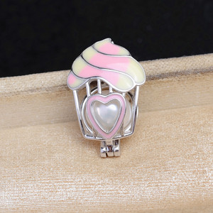 Cage à perles vide Wenchi en argent S925 pour perles de 8-9 mm, support pour pendentif crème glacée, accessoires de bricolage, bijoux en perles, bagues de mode - Product Image 1