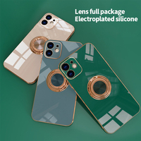 Placage de Silicone coque de téléphone de luxe pour Iphone 13 avec anneau support housse souple