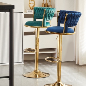 Silla <span class=keywords><strong>de</strong></span> Bar Nórdica, Mueble <span class=keywords><strong>de</strong></span> Barra, Metal y Terciopelo, Ajustable, Giratoria, Alta, Dorada, Moderna, <span class=keywords><strong>de</strong></span> Lujo, <span class=keywords><strong>para</strong></span> Barra <span class=keywords><strong>de</strong></span> <span class=keywords><strong>Cocina</strong></span> - Product Image 5