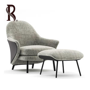 Divano italiano in pelle minimalista in tessuto di cotone <span class=keywords><strong>e</strong></span> lino poltrona soggiorno divano singolo per il tempo libero - Product Image 1