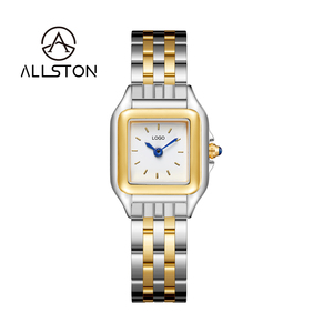 Montre carrée vintage Allston ASN-<span class=keywords><strong>56</strong></span> pour femme, en acier inoxydable doré, avec cadran léopard, mouvement à quartz, chiffres romains minimalistes - Product Image 5