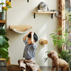 Moderno respetuoso del medio ambiente gato flotante repisa gatito pared colgante escalera gato árboles rascador regalo de Navidad embalaje de cartón - Product Image 6