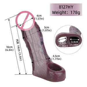 SXXY Kaffee Farbe Penis Ärmel Penis Extender Cock Ring Ärmel Penis vergrößerung Sexspielzeug Dickes Kondom Sex Enhancer für Männer - Product Image 2