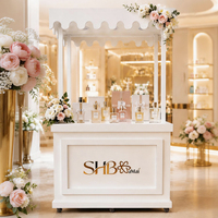 Chariot de Présentation Mobile pour Bonbons, Stand de Desserts de Mariage, Kiosque à Café Pliable en Bois, Accessoire d'Événement Personnalisé, Vente en Gros, Location Commerciale