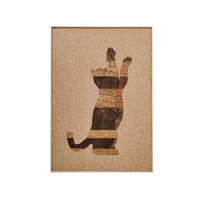 LEECORK 2024 Nouveau Design Peinture Portrait Chat Coloré 40x30cm Liège Naturel Art Mural Image Salon Décoration Maison