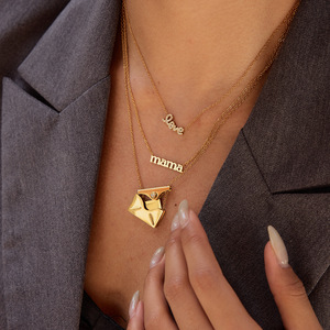 Perhiasan trendi kalung zirkon amplop baja tahan karat berlapis emas 18K untuk anak perempuan - Product Image 2