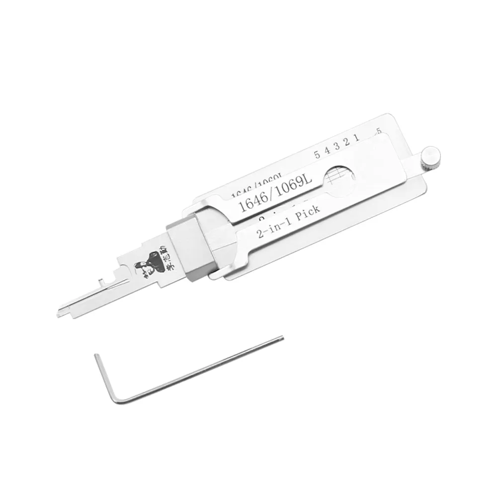 Genuino Lishi 2 in 1 Decoder Pick attrezzi fabbro per apertura domestica Set strumenti per 1646/1069L