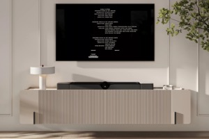Quality Control Customizable <strong>Wall</strong> Mounted <strong>Floating</strong> TV Cabinet MDF <strong>Floating</strong> Entertainment <strong>Unit</strong> with Black Elements - Product Image 2