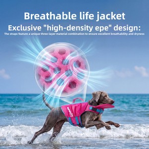 Gilet de sauvetage respirant à contraste de couleurs, super flottant et facile à enfiler, pour la natation en extérieur, pour chiens de grande, moyenne et petite taille - Product Image 4