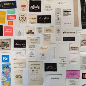 Wholesale Custom Brand Logo Clothing End Fold Washing Neck <b>Tags</b> T-Shirt Damask Sewing Woven Garment Label - Product Image 1