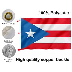 Klaar Om Te Verzenden Promotieproduct 3X5 Ft Puerto Rico Vlag 100% Polyester Met Messing Doorvoertules Puerto Rico Vlag