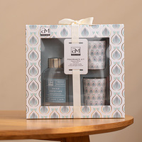 Home Aroma Boîte à cadeaux pour bougie en cire de soja parfumée et diffuseur de roseaux Paquet de luxe avec noeud papillon Bougie de voyage Coffret cadeau aromathérépie