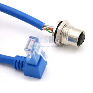 Hysik IP67 M12 4Pin 8Pin A-coded D Coded To RJ45 Wiring Harness Ethernet Network Cable Connector