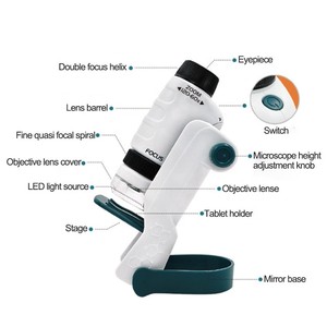 顕微鏡科学キットセット STEM 3 1 子供向け早期教育玩具 ミニポケットハンドヘルド フラッシング 60-120X プラスチック 屋外探検 - Product Image 3