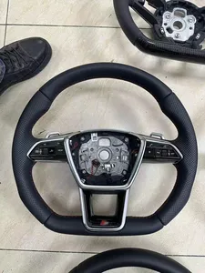 Volant chauffant en cuir pour <span class=keywords><strong>Audi</strong></span> A6 A7 <span class=keywords><strong>C8</strong></span> 2019-2025, version améliorée S6 S7 <span class=keywords><strong>RS</strong></span> <span class=keywords><strong>6</strong></span> <span class=keywords><strong>RS</strong></span> 7, sport à fond plat - Product Image 4