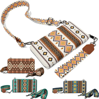 Dompet Kecil Wanita Gaya Bohemian Etnik, Bentuk Bantal Kanvas dengan Ritsleting Retro Amerika Eropa, Laris Manis, Impor