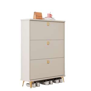 Zapatero ultrafino color crema, tipo vertical, para 6-10 pares, estante de almacenamiento para entrada. - Product Image 5