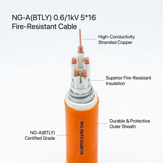 NG-A(BTLY) 0.6/1kV 5x16mm2 Copper Aluminum-Sheathed LSZH Mineral Insulated Fire-Resistant Cable for High-Rise Buildings