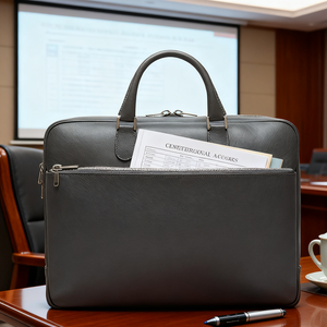 男性用フルグレインレザーブリーフケースビジネストラベルケースメッセンジャーバッグフィット14インチラップトップ - Product Image 3