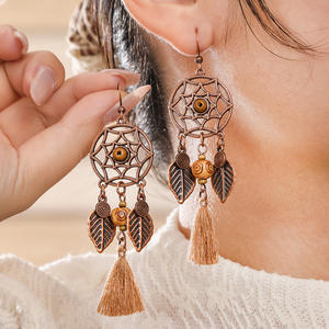 أقراط طويلة بوهيمية عتيقة الطراز لخريف 2025 بتصميم هندي وشراشيب طويلة للنساء، مناسبة للارتداء اليومي - Product Image 3