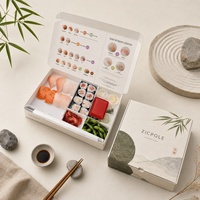 Boîte à sushi en papier biodégradable robuste et personnalisée avec séparateurs pour la restauration, la vente à emporter et l'emballage alimentaire