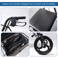 Déambulateur pliant en acier léger Relaxsmith certifié CE, pour personnes âgées, stable, réglable en hauteur, aide à la mobilité