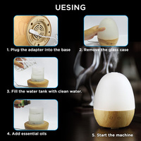 Diffuseur d'arômes ultrasonique en forme d'œuf de 85 ml, mini humidificateur silencieux pour huiles essentielles, pour une utilisation domestique sur table de chevet