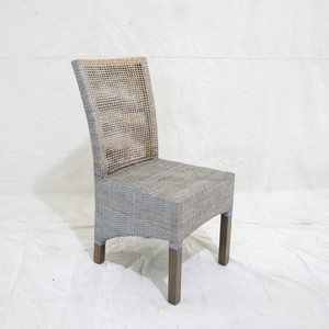 Silla de Comedor de Mimbre y Madera Maciza Gris al por Mayor, Muebles para el Hogar, para Comedor, Bar, Apartamento, Hotel, Cafetería, Resort, Villa - Product Image 1