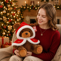OEM ODM Peluche Ours en Peluche Super Doux de Noël avec Cape à Capuche de Père Noël, Rembourrage en Polyester et Coton PP pour Soulagement du Stress