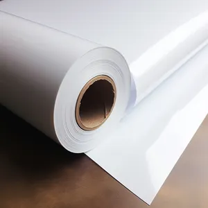 Papier autocollant en vinyle imprimable kenteer étanche pour la publicité autocollant d'impression blanc vinyle auto-adhésif pour l'impression numérique