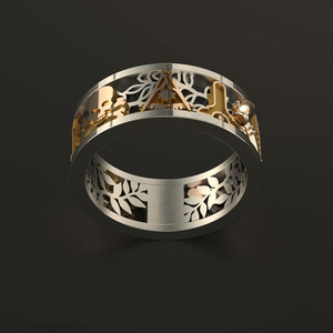 Bague ajourée bicolore pour homme, bijou de doigt tendance, à porter au quotidien - Product Image 6