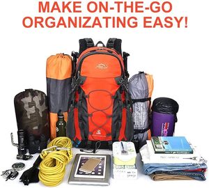 40L Wear Resistant Hiking <b>Backpack</b> 600D Ripstop Water Repellent with Black Rain Cover Front Bungee Cord Daypack <b>Trekking</b> Camping - Product Image 6