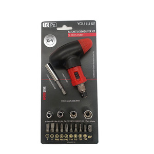 Youluke 16 Pc <b>Ratchet</b> <b>Screwdriver</b> Set 1/4 In Socket Bits Chrome Vanadium Steel Household Tool Kit - Product Image 1