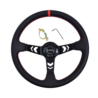 Tiypeor 350mm Profond Plat Dérive Sport Volant Couture Cuir Racing Volant Personnalisé