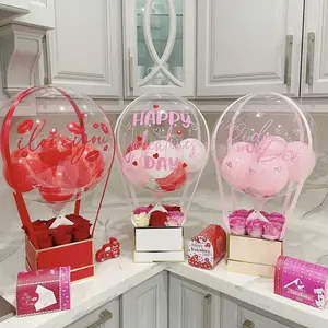 Wholesale Bobo Confetti Flower Rose Balloon Clear Light Party Valentines Day Balloons Decorations Sets Holding