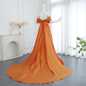Elegante Rosa fuera del hombro largo Dubai vestidos de noche para mujer árabe naranja vestidos de novia vestidos formales 2017 - Product Image 4
