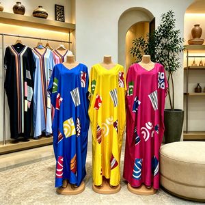 Robe Bubu pour femme, style africain, nouvelle collection, imprimé ethnique, coupe ample, décontractée, pour soirée, mode été 2026, ornée de diamants - Product Image 1