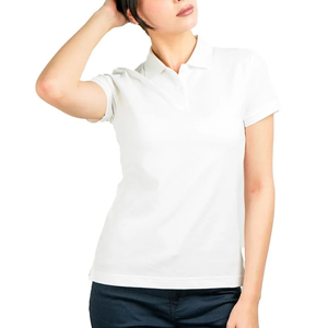 Chemise classique en maille unie pour femme, mélange de coton premium, écologique, séchage rapide, manches courtes, patte de boutonnage à trois boutons, décontractée - Product Image 3