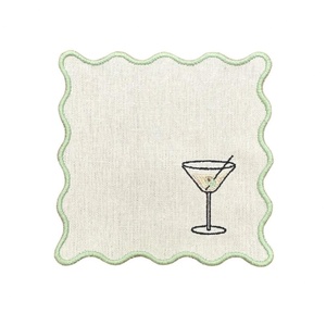 Custom Pattern Cotton <b>Linen</b> Cocktail Napkins Embroidered Monogram Pattern <b>Table</b> <b>Cloth</b> <b>Linen</b> Wine Mat for Hotel French Handmade - Product Image 4